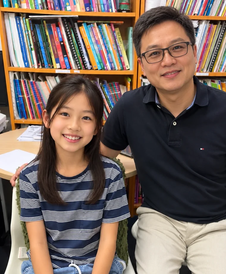 A student and her father at Test Magic